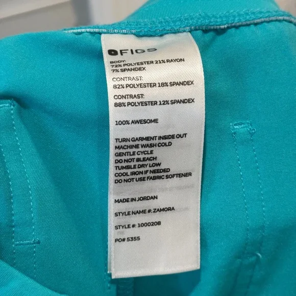 FIGS Scrub Set Womens L Catarina Top Zamora Jogger Pants Teal Blue Drawstring - Picture 6 of 8